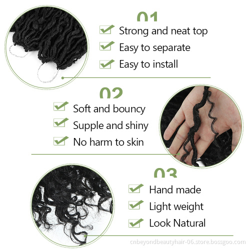 Natural Black Synthetic Crochet Braids Hair Passion Twist River Goddess Braiding Hair Extension Faux Locs With Curly Hair